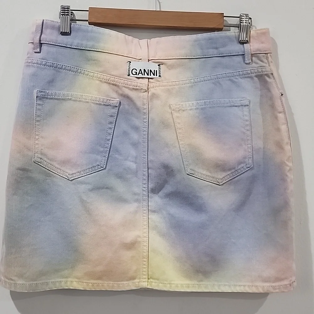 Ganni Multicolored Wash Shiloh Denim Skirt (SZ 42) - Picture 7 of 14